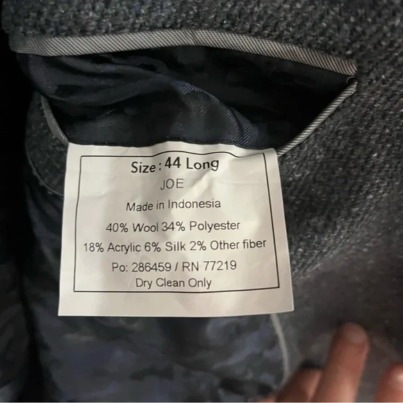 Joseph Abboud Nova Fides Slim Fit Brushed Flannel Wool Blend Blazer Sport 44L - Picture 6 of 8